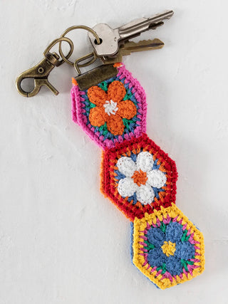 Crochet Key Fob Orng Floral
