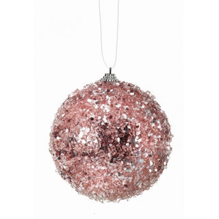 4.5" Pink Sequined Iced Ornament 