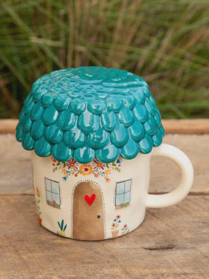 Folk Mug Cozy Cottage Mug w Lid