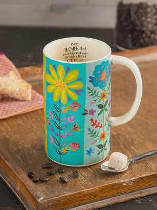 colorful floral latte mug