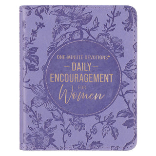Purple book cover with floral patterns and text about daily encouragement for women