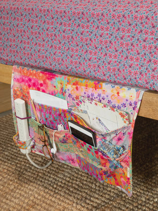 XL Pink Patchwork Bedside Caddy Organizer