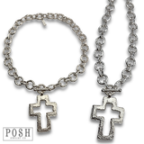 Chunky Chain & Cross Pendant Necklace from Pink Panache