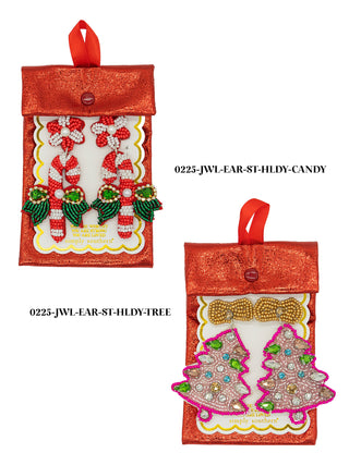 Earrings Beaded Candy Cane