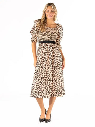 Wild Print Smocked Dress
