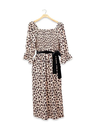 Wild Print Smocked Dress