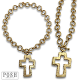 Chunky Chain & Cross Pendant Necklace from Pink Panache