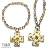Jumbo Cross Pendant Necklace - Gold from Pink Panache