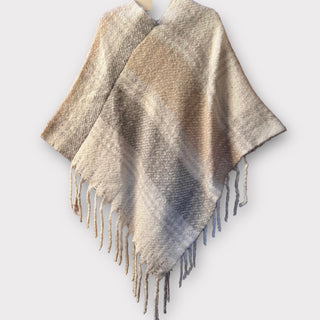 Poncho Thick Plaid Steel