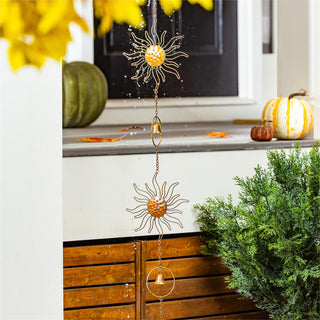 Harvest Blossom Rain Chain, Metal, Bronze Sunflowe