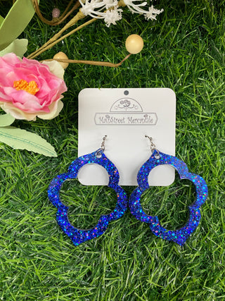 Glitter Dangle Quatrefoil Dk Blue
