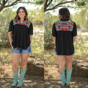 Roxie Black Multi Color Top