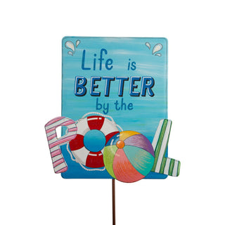 “Life Is Better by the Pool” Metal Sign — Bright, Fun Poolside Decor
