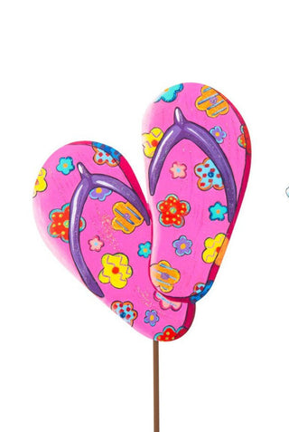 🩴 Metal Flip Flop Garden Stake — Fun, Colorful Poolside Decor