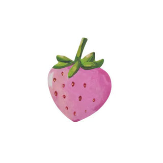 a pink strawberry magnet on a white background