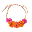 Necklace with colorful flowers on a white background