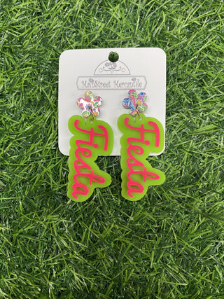 2.5" Layered Fiesta Acrylic Dangles - Cinco de Mayo Earrings