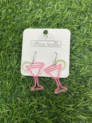 1.5" Neon Margarita Acrylic Dangles - Cinco de Mayo Earrings