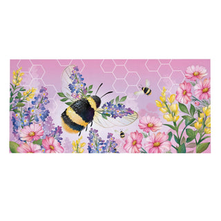 Decorative mat with bees and flowers on a pink background