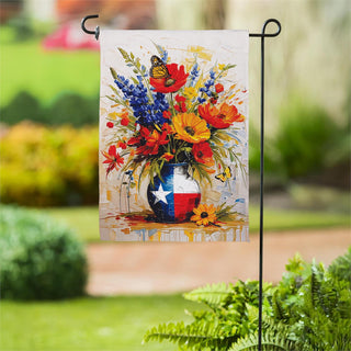 Texas Floral Vase Suede Garden Flag