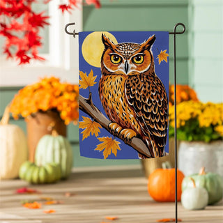 Moonlight Owl Suede Flag Garden