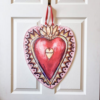 Pink and red heart door hanger