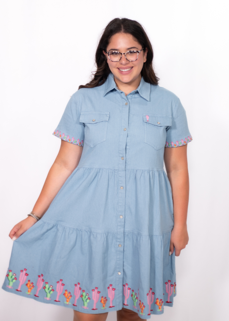 sage denim dress Sage Green Ruched Waist Popper Front Denim Dress