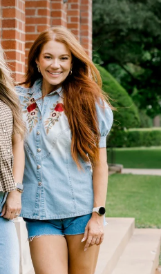 Sutton Embroidered Denim Top