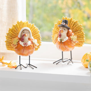 harvest-blossom-table-decor-resin-turkey-with-meta