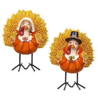 harvest-blossom-table-decor-resin-turkey-with-meta