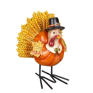 harvest-blossom-table-decor-resin-turkey-with-meta