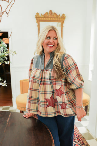 Tinley Top Plaid with Star Applique