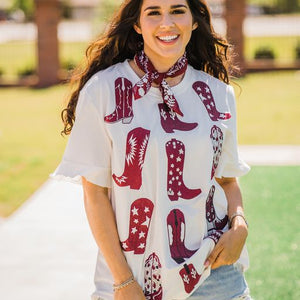 Walk the Line Boot Tee Maroon