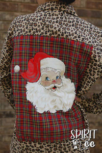 Santa Patch Animal Print Flannel