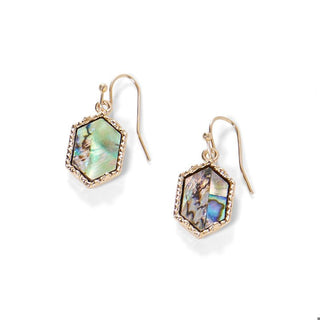 Gold abalone stone earrings