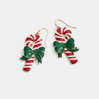 Whispers Enamel Candy Canes Dangle - Red/White