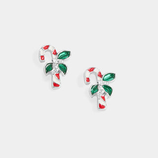 Whispers Candy Cane Studs - Red/White
