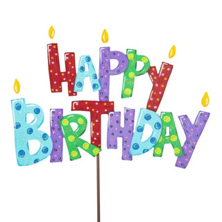 Metal Colorful 'Happy Birthday' balloon with candles stand