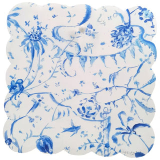Decorative box with blue floral pattern on a white background