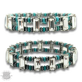 Rhinestone & Burnished Bead Bracelet - Turquoise from Pink Panache