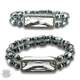 Burnished Silver Bead Rhinestone Bracelet - Clear from Pink Panache