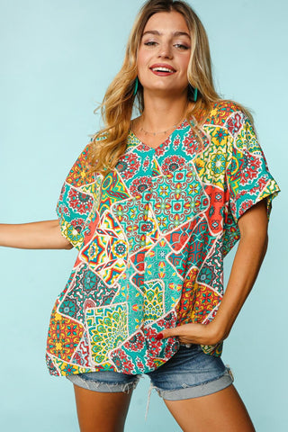 turquoise-geo-print-top-plus