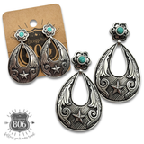Western Star Teardrop & Turquoise Earrings - Silver from Pink Panache