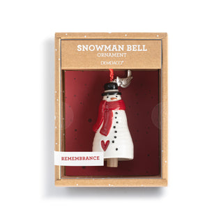 Remembrance Snowman Red Heart Mini Bell Ornament -