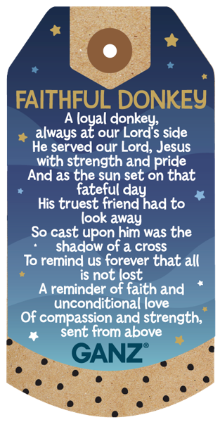 Faithful Donkey w Cross 11"