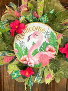 Wreath Mesh Everyday  Flamingo