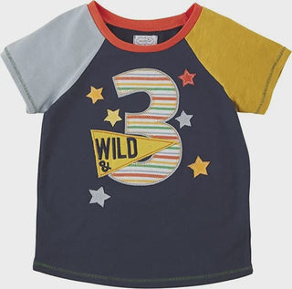Wild & Three Three Birthday Tee for Kids Boy