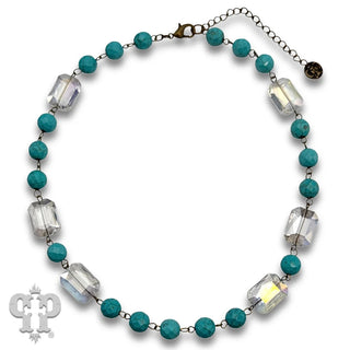 Necklace Round and Faceted Glass Bead