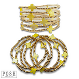 Beads & Cross Bead Stack Bracelet - Yellow from Pink Panache