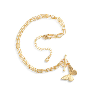 Butterfly Toggle Gold Necklace 16in